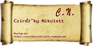 Cziráky Nikolett névjegykártya