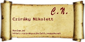 Cziráky Nikolett névjegykártya